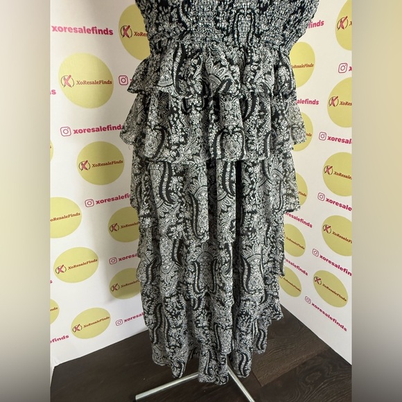 Shop Neighbor Black Smocked Tiered Halter Midi Dress - Picture 3 of 10